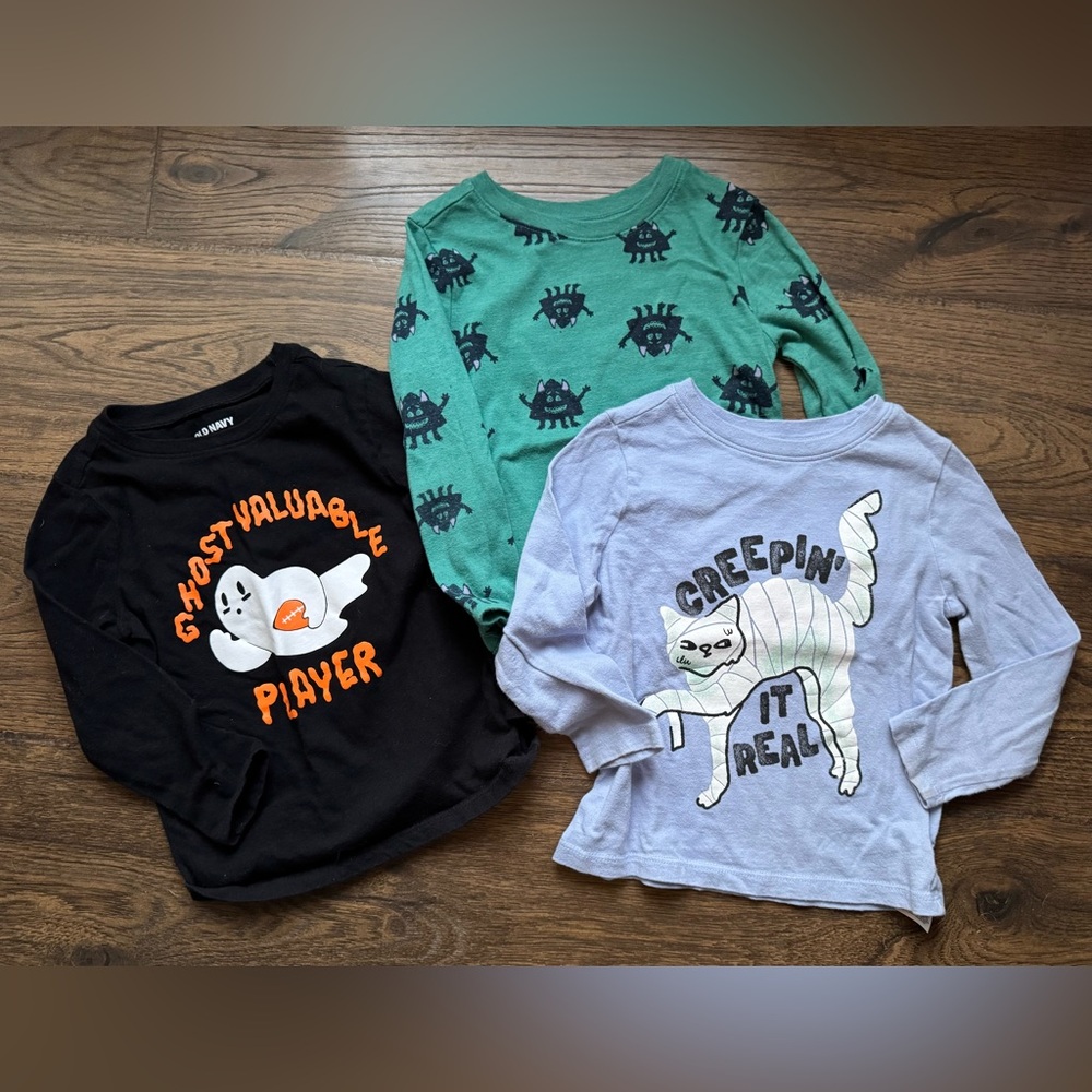 Kids Graphic Long Sleeve Shirts - Black, Green, and Light Blue